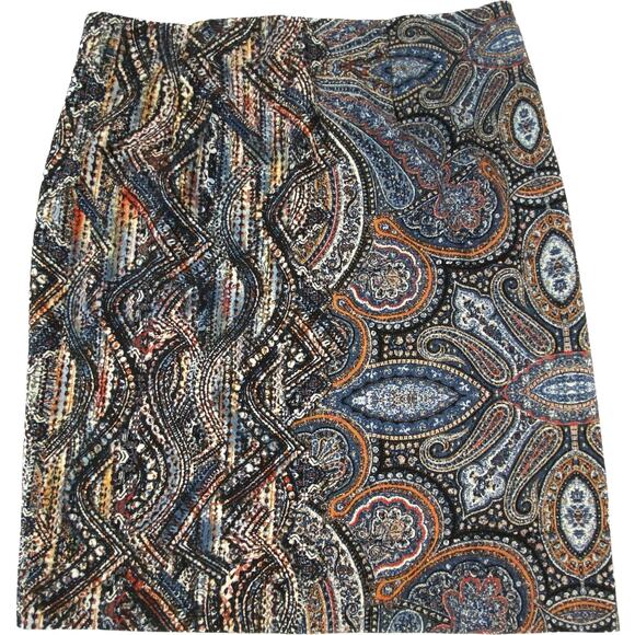 J. Jill Work Career Ponte Stretch Multicolor Pattern Pencil Skirt Women S Black - Picture 1 of 4